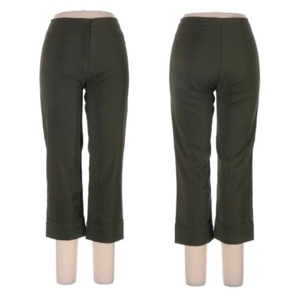 ANN KLEIN, Olive green cropped hemmed pants - size: XL - Picture 2 of 12